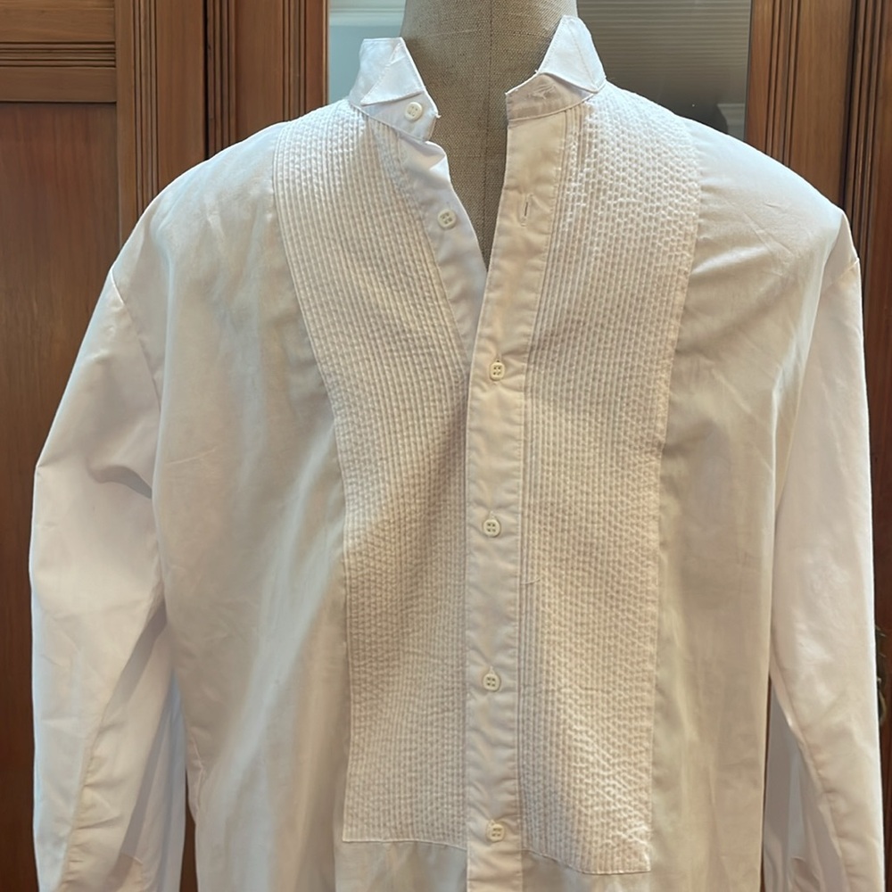 Crafters Collection White Tuxedo Button-Down Plea… - image 3